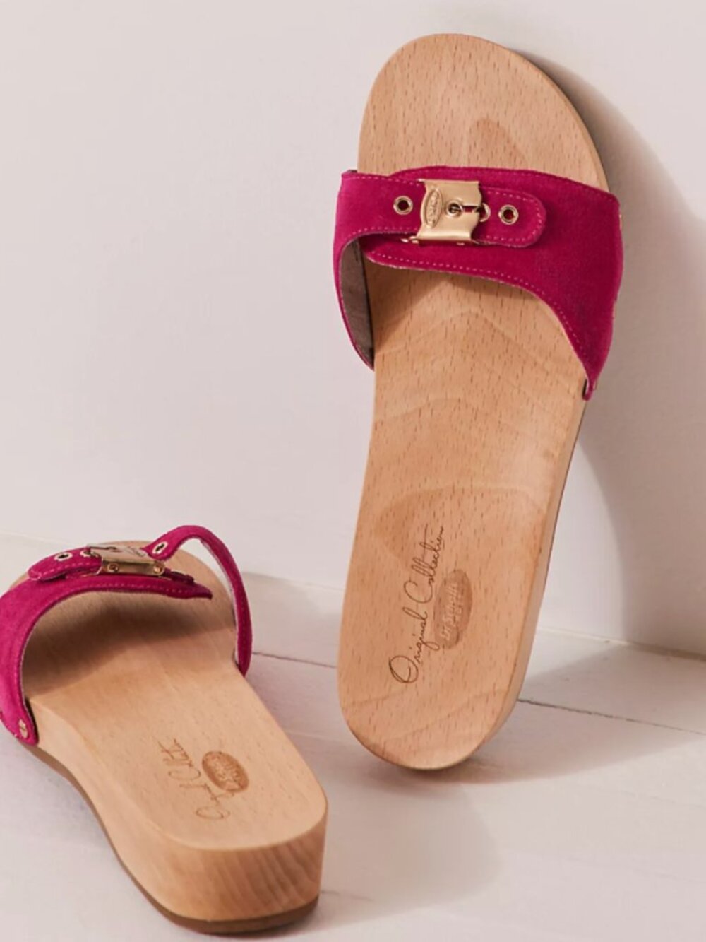 Dr. Scholl’s Original Fuchsia Suede Wood Clogs Size 7 Free People - Like New